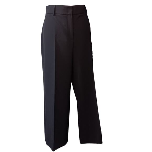 NEW AKRIS PUNTO Wide Leg Pants 14 Tailored 35x26 Similar to Cropped Chiaro Black - Picture 12 of 13